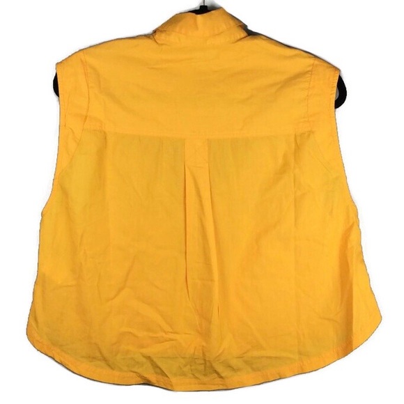 Free People Oversized Sleeveless Button Front Patch Pocket Yellow Top Size Small - Picture 2 of 11